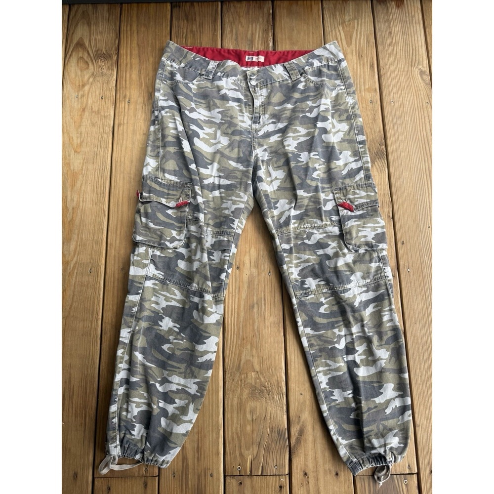 Vintage Y2K Faded Glory Cargo Pants Womens Camo Gorpcore Utility Paratrooper 20W